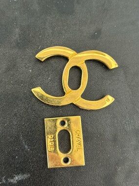 CHANEL Gold CC Logo Hardware with Matching Gold Plate